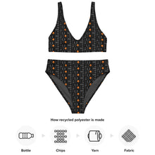 Load image into Gallery viewer, CROHM | High-waisted bikini Gray Logo pattern Orange skull