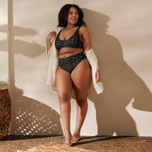 Load image into Gallery viewer, CROHM | High-waisted bikini Gray Logo pattern Orange skull