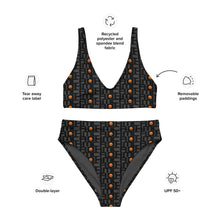 Load image into Gallery viewer, CROHM | High-waisted bikini Gray Logo pattern Orange skull