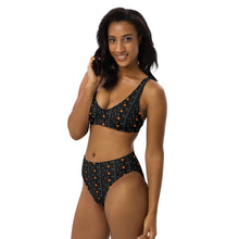 Load image into Gallery viewer, CROHM | High-waisted bikini Gray Logo pattern Orange skull