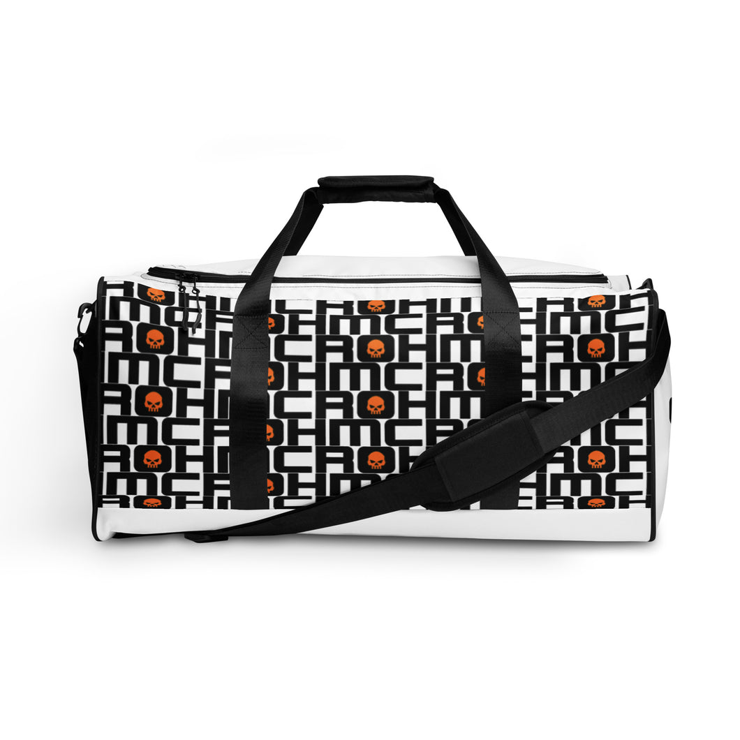 CROHM Duffle bag | White Logo pattern Orange skull