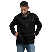 Load image into Gallery viewer, CROHM | Bomber Jacket Black Orange skull MEMENTO MORI
