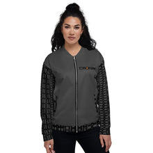 Load image into Gallery viewer, CROHM | Bomber Jacket | Grey Logo pattern on sleeves
