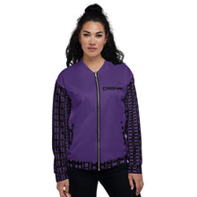 Load image into Gallery viewer, CROHM | Bomber Jacket | Purple Logo pattern on sleeves
