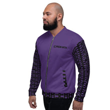 Load image into Gallery viewer, CROHM | Bomber Jacket | Purple Logo pattern on sleeves
