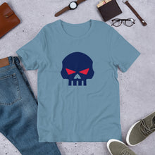 Load image into Gallery viewer, CROHM | T-shirt BIG BLUE SKULL RED EYES | Two colors
