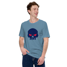 Load image into Gallery viewer, CROHM | T-shirt BIG BLUE SKULL RED EYES | Two colors
