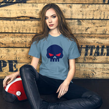 Load image into Gallery viewer, CROHM | T-shirt BIG BLUE SKULL RED EYES | Two colors
