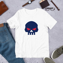 Load image into Gallery viewer, CROHM | T-shirt BIG BLUE SKULL RED EYES | Two colors
