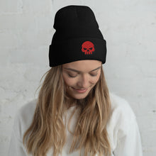 Load image into Gallery viewer, CROHM | Beanie Black Pure skull Red
