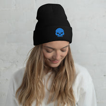 Load image into Gallery viewer, CROHM | Beanie Black Pure skull Blue
